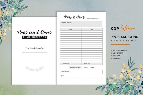Pros and Cons Plan Notebook Interior: A Practical Tool for KDP Creators